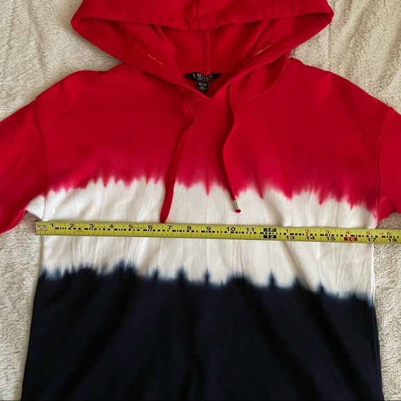 NWT Ralph Lauren Tie Dye Red White Blue Ombré Hoodie Sweatshirt / Size XS - Picture 7 of 8